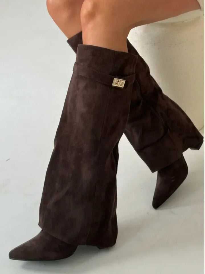 Suede Boots with Metal Details for Women