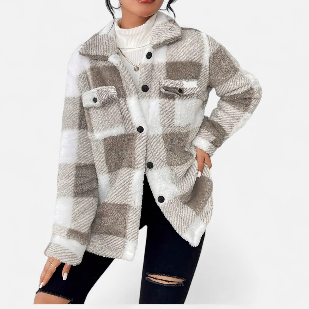 Plaid Oversized Button-Up Shacket for Women