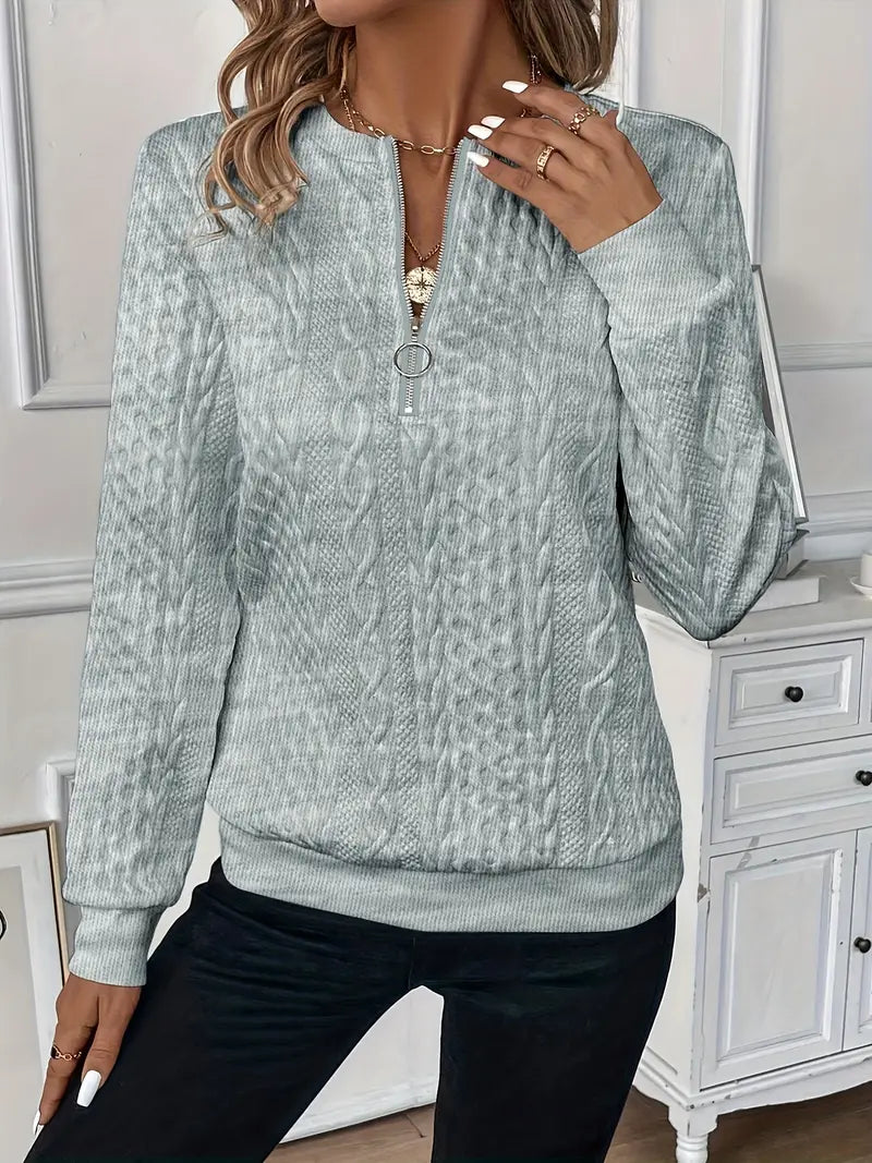Zip-Front Knit Sweater for Women