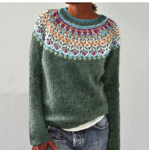 Nordic Pattern Knit Sweater for Women