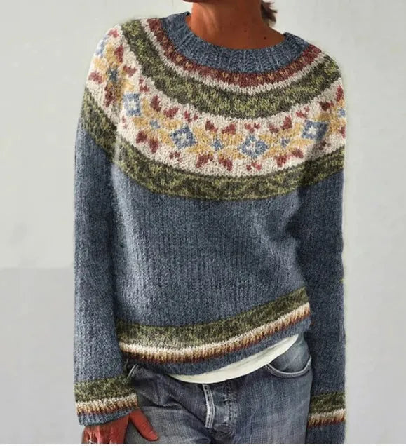 Nordic Pattern Knit Sweater for Women