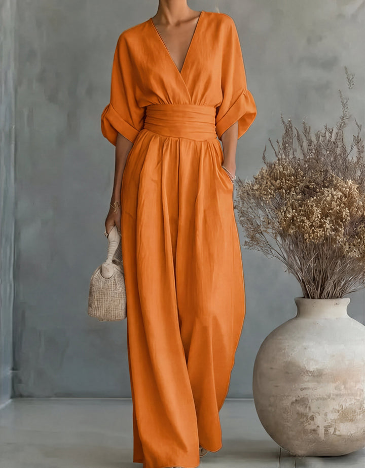 Wrap Neck Wide Leg Jumpsuit for Women