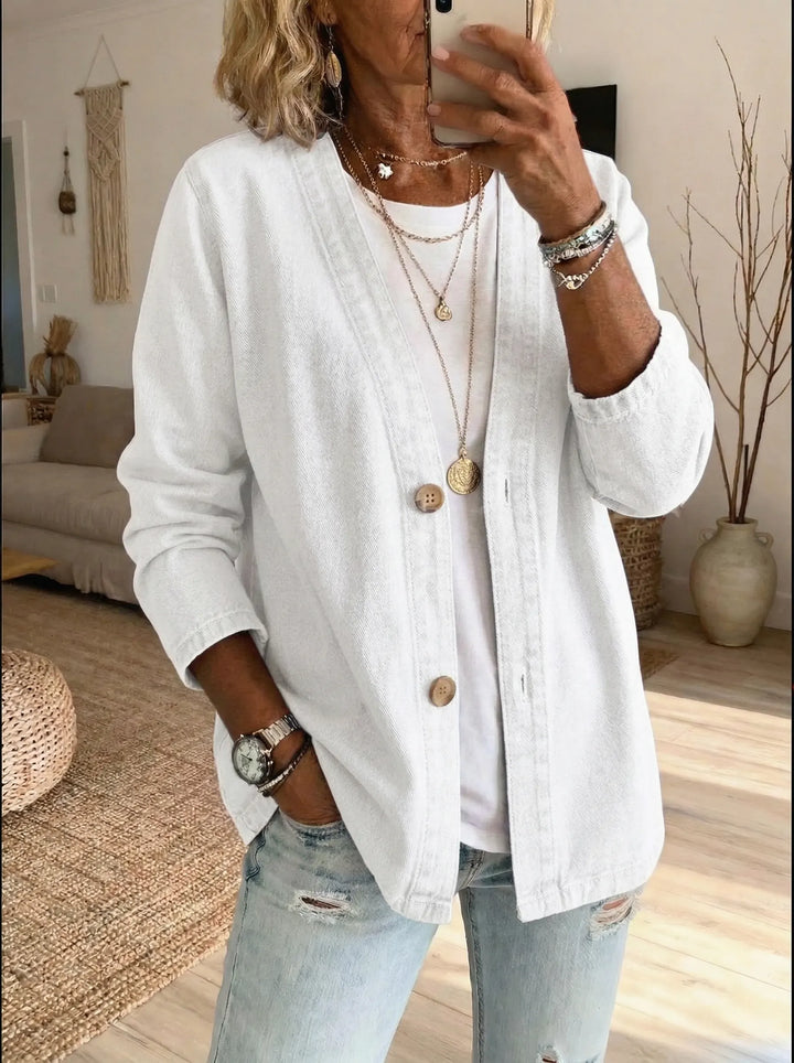 Buttoned Denim Cardigan for Women