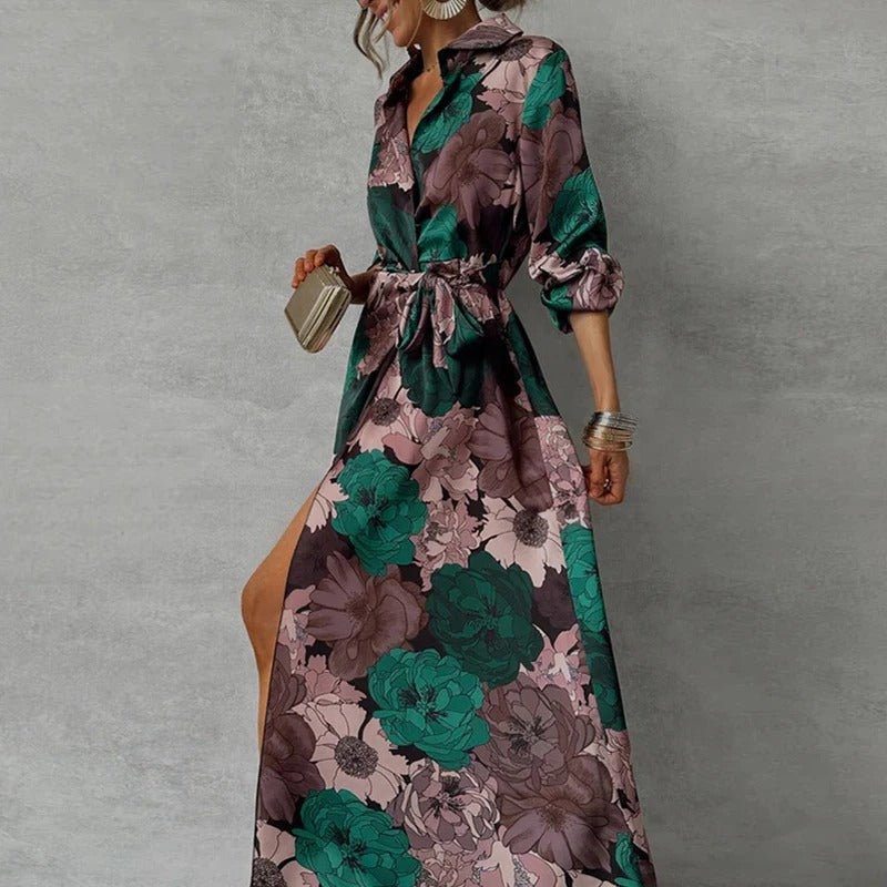 Floral Belted Maxi Dress for Women