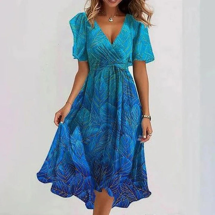 Floral V Neck Midi Dress for Women