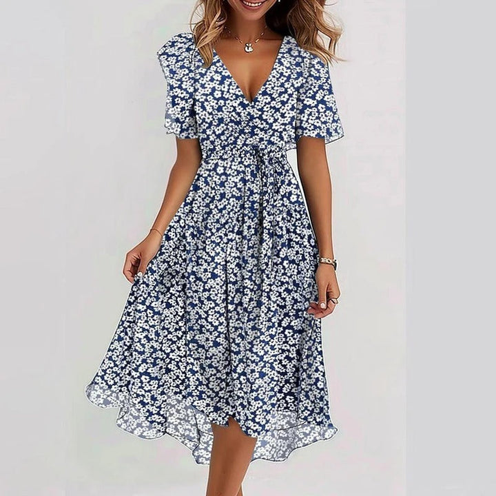 Floral V Neck Midi Dress for Women