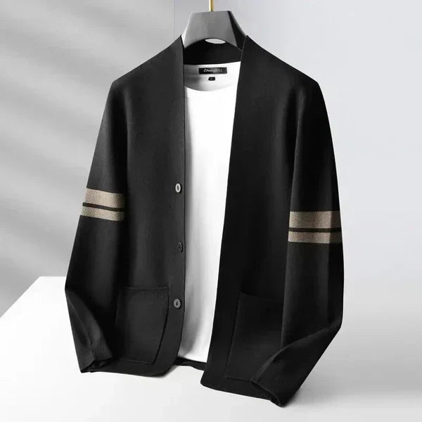 Merino Striped Sleeve Cardigan for Men