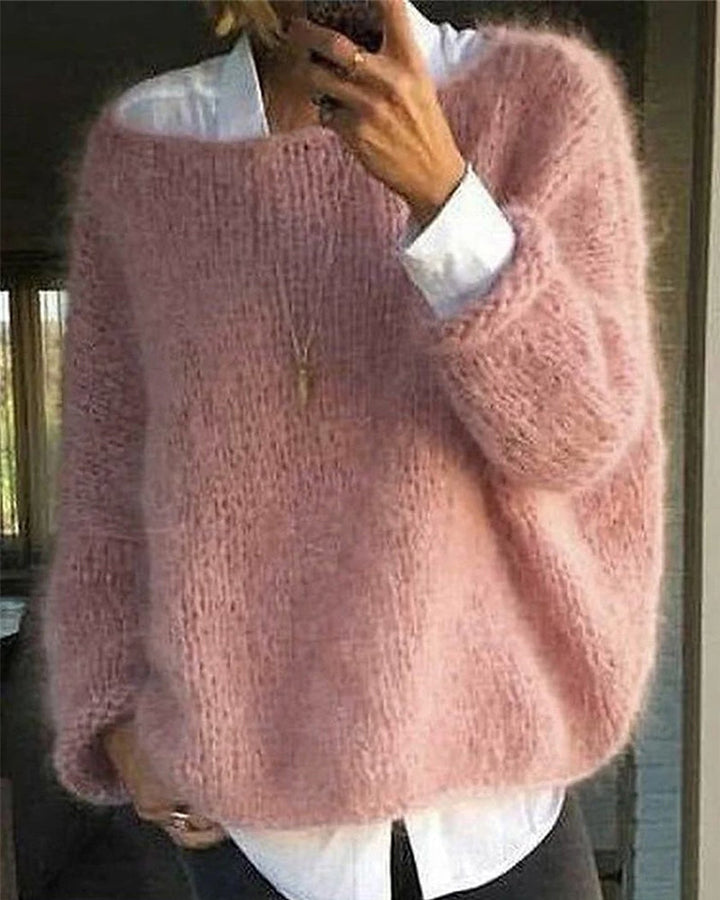 Oversized Fuzzy Knit Sweater for Women