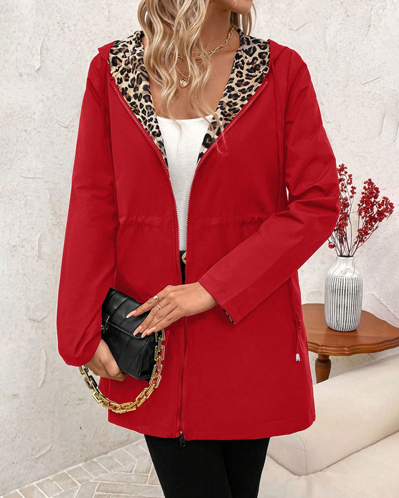 Reversible Leopard Hooded Jacket for Women