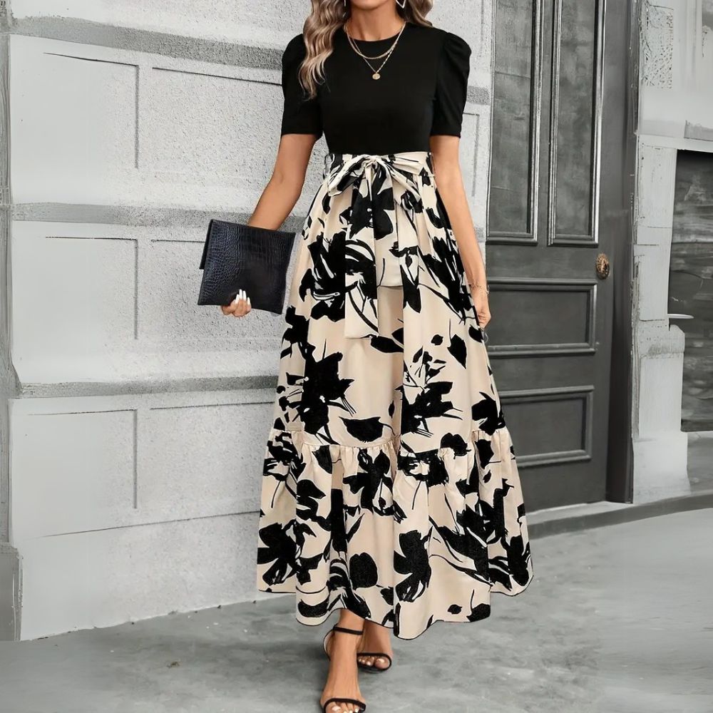 Floral Tie-Waist Midi Dress for Women