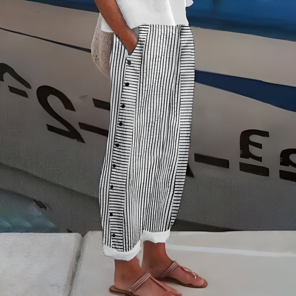 Striped High Waist Wide Leg Pants for Women