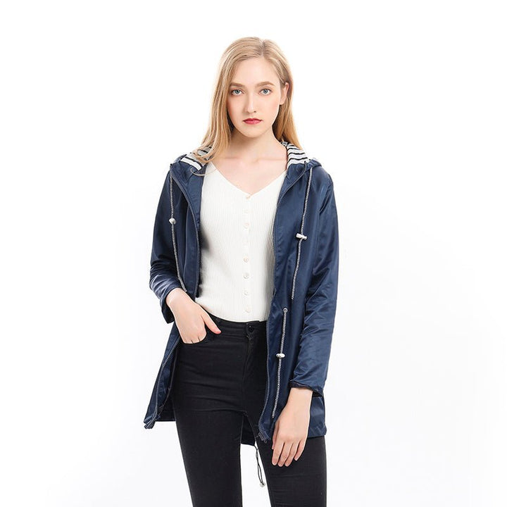 Hooded Waterproof Longline Rain Coat for Women