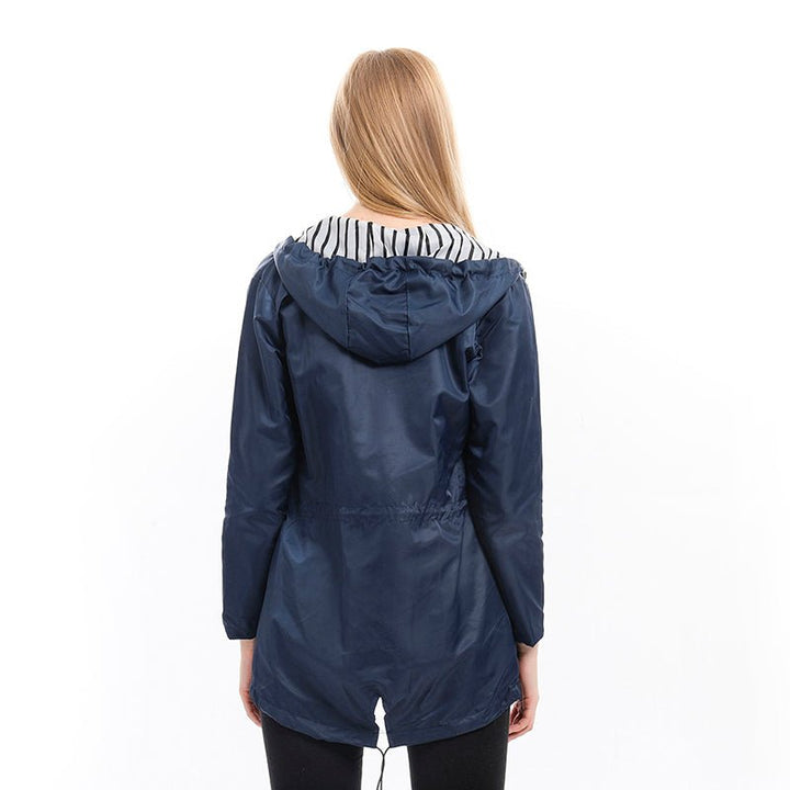 Hooded Waterproof Longline Rain Coat for Women