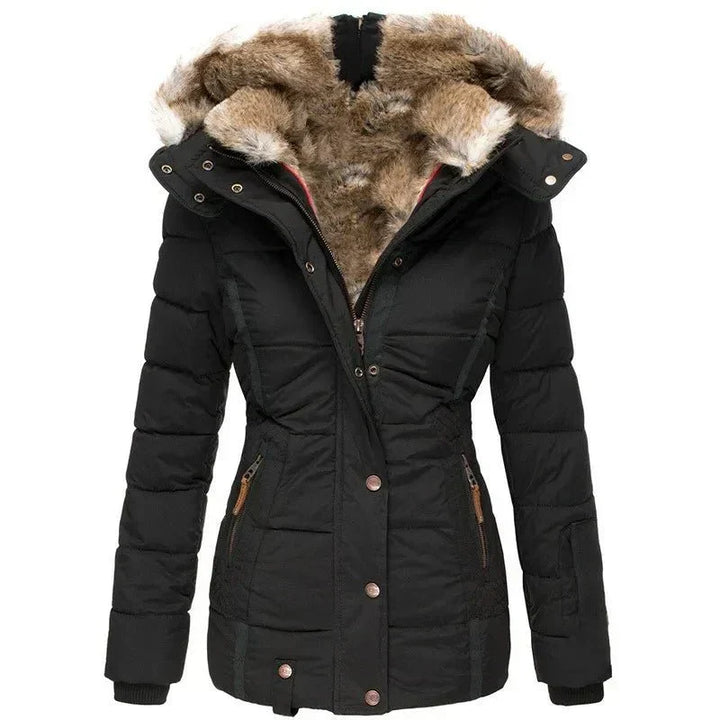 Faux Fur Hooded Quilted Winter Jacket for Women
