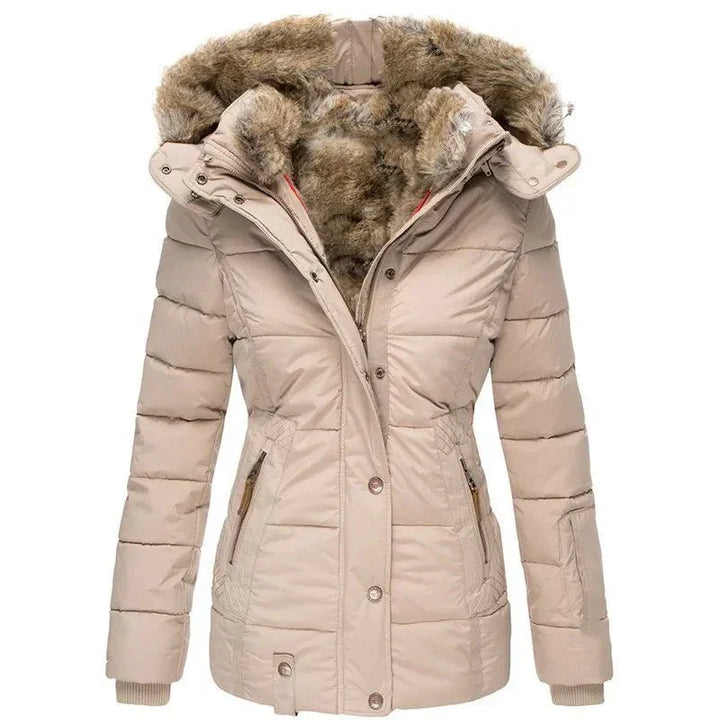 Faux Fur Hooded Quilted Winter Jacket for Women