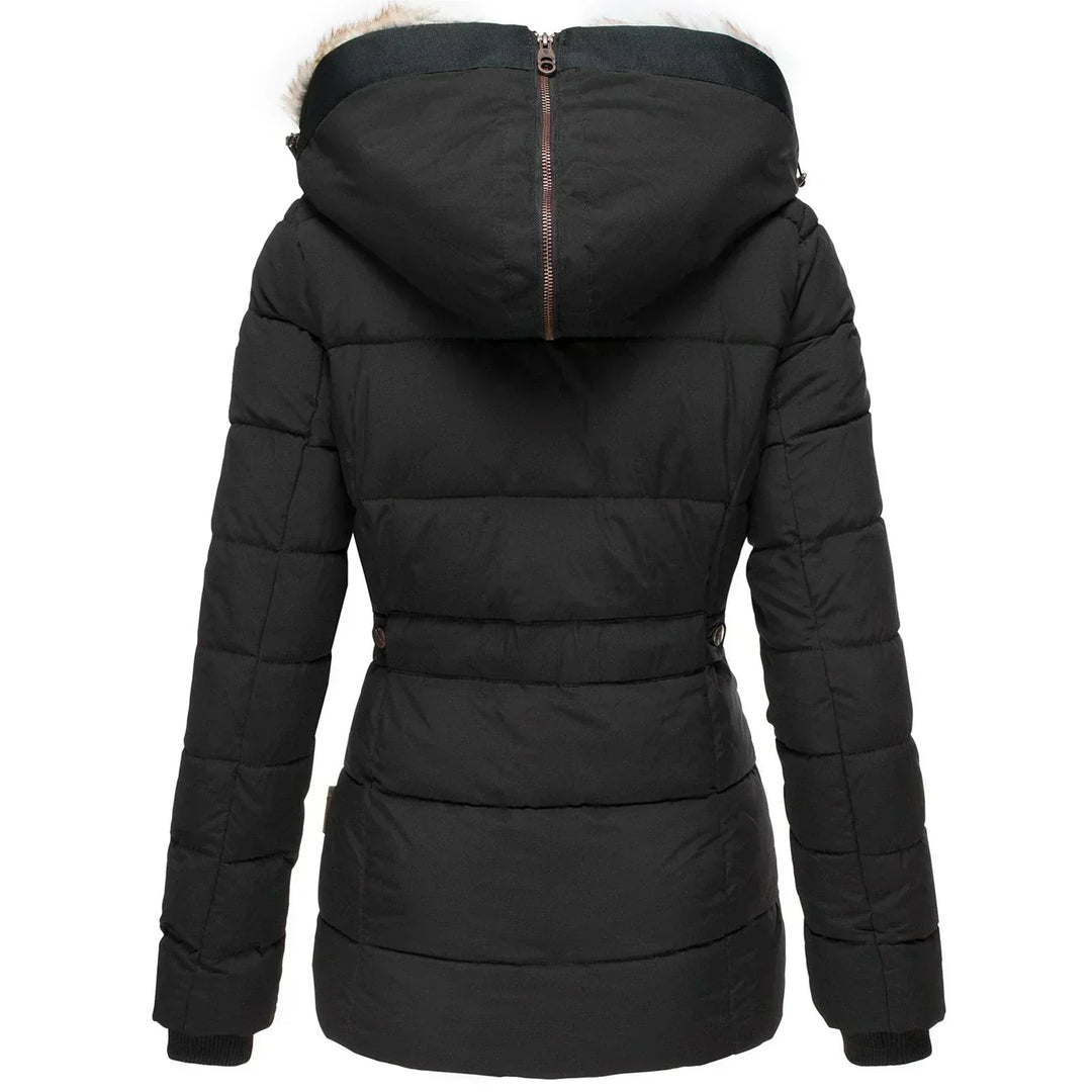 Faux Fur Hooded Quilted Winter Jacket for Women