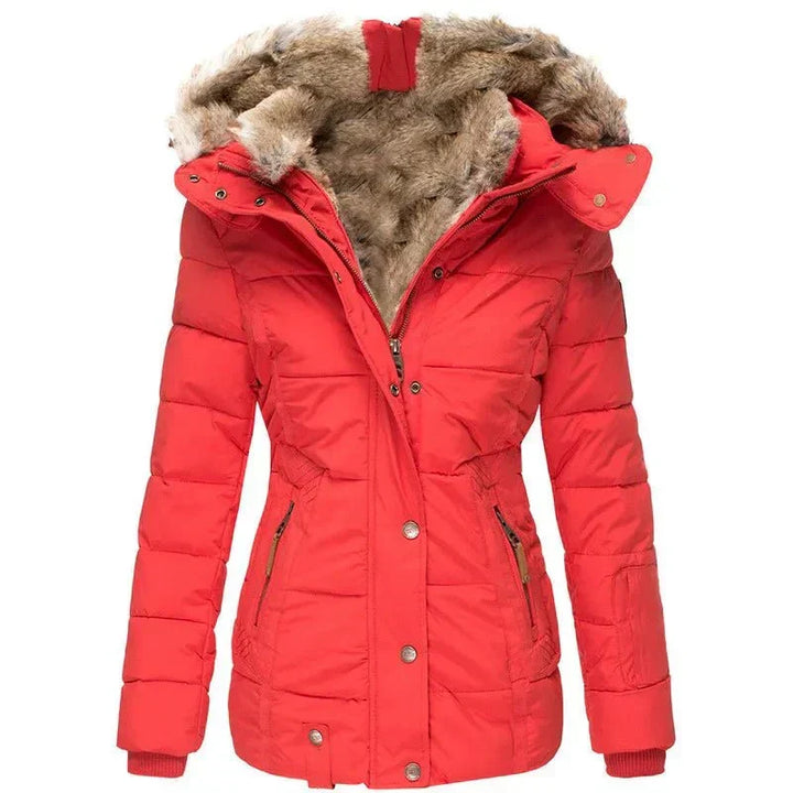 Faux Fur Hooded Quilted Winter Jacket for Women