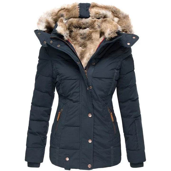 Faux Fur Hooded Quilted Winter Jacket for Women