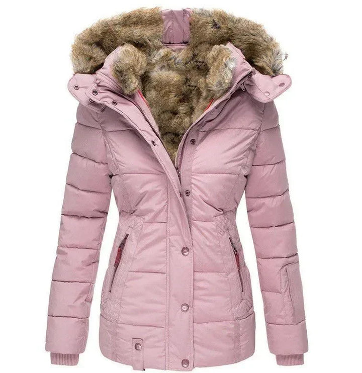 Faux Fur Hooded Quilted Winter Jacket for Women