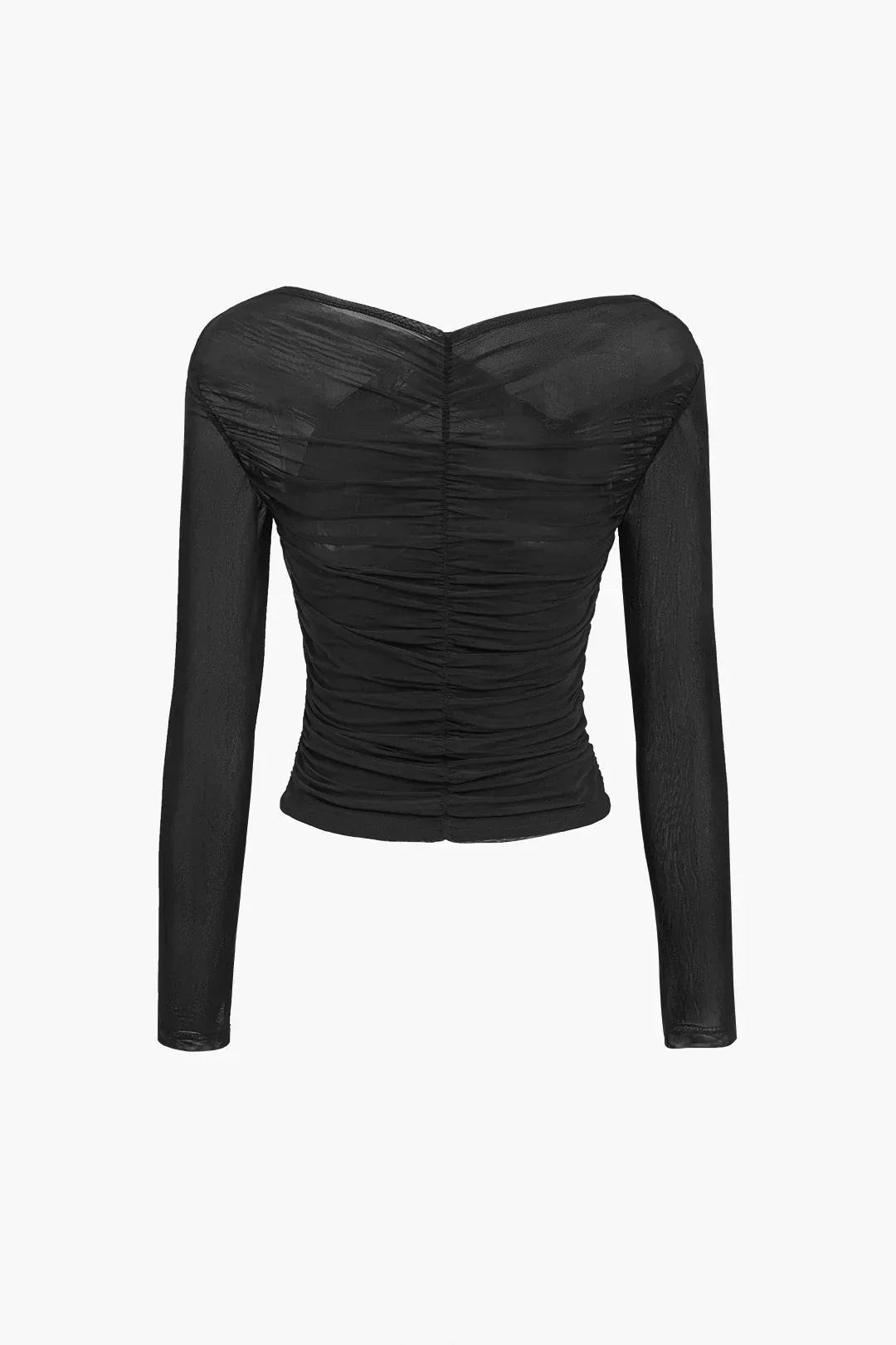 Long Sleeve Sheer Mesh Wrap Top for Women