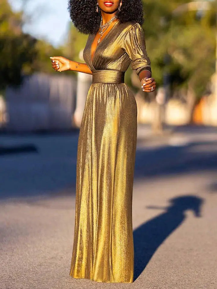Pleated Wrap Wide-Leg Jumpsuit for Women