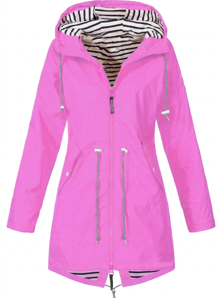 Hooded Waterproof Longline Rain Coat for Women