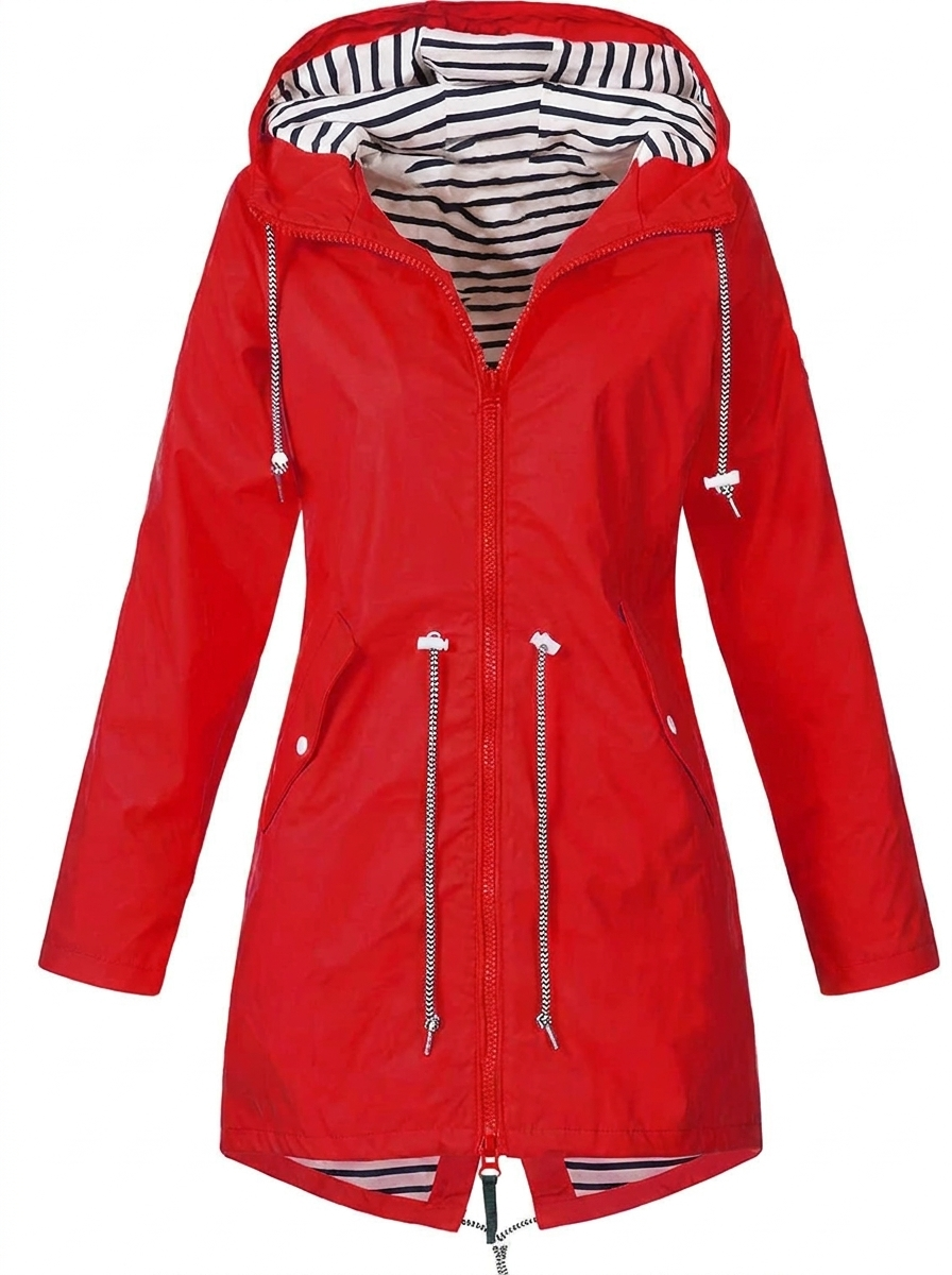 Hooded Waterproof Longline Rain Coat for Women