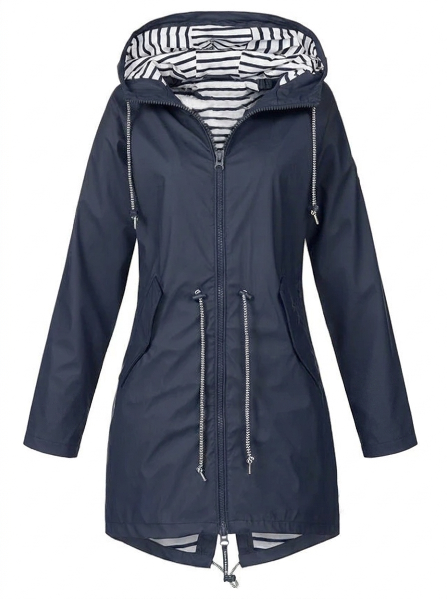 Hooded Waterproof Longline Rain Coat for Women