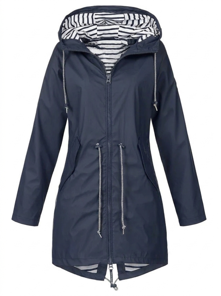Hooded Waterproof Longline Rain Coat for Women