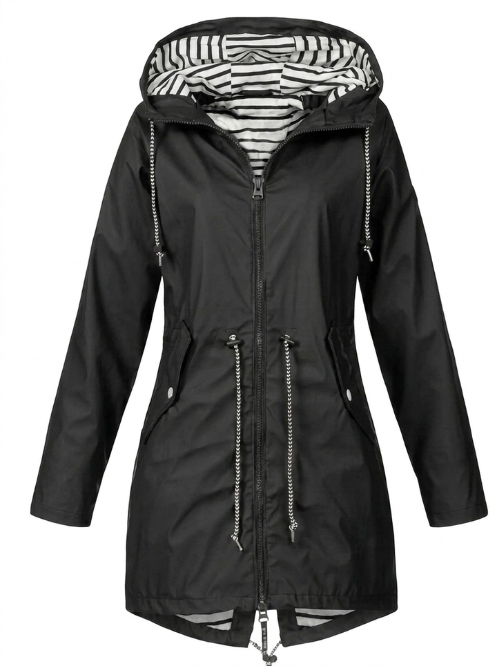 Hooded Waterproof Longline Rain Coat for Women