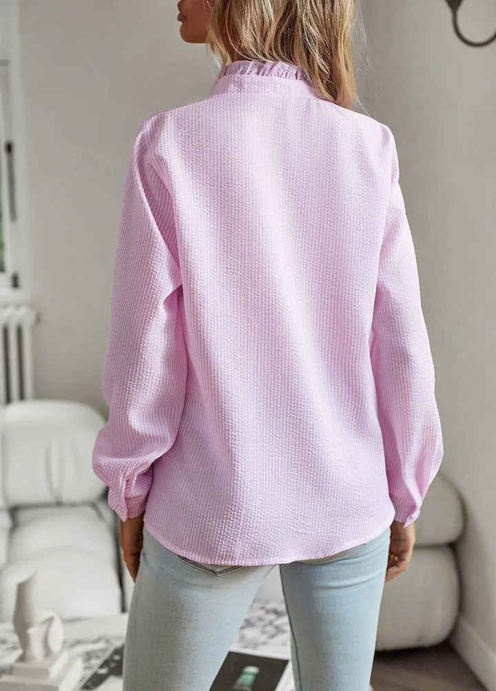 Ruffle Front Button Blouse for Women