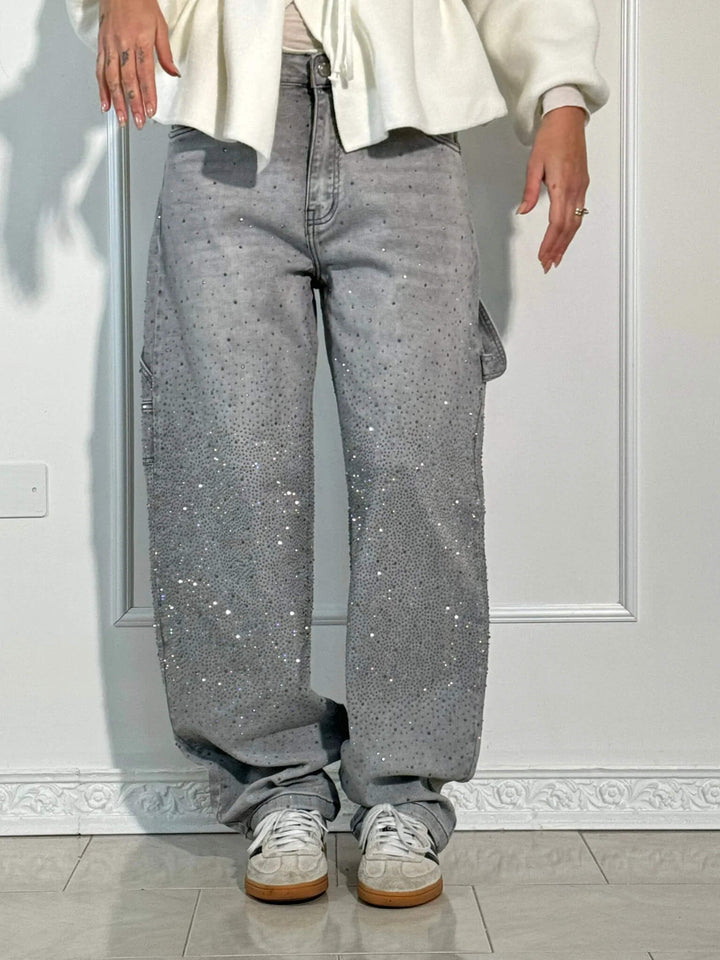 High Waist Wide Leg Cargo Jeans for Women