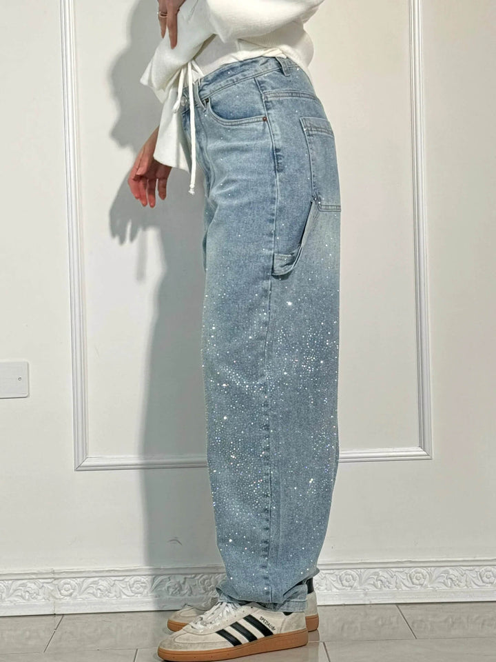 High Waist Wide Leg Cargo Jeans for Women