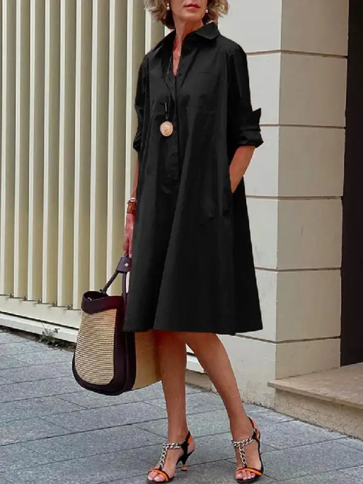 Loose-Fit Midi Shirt Dress for Women
