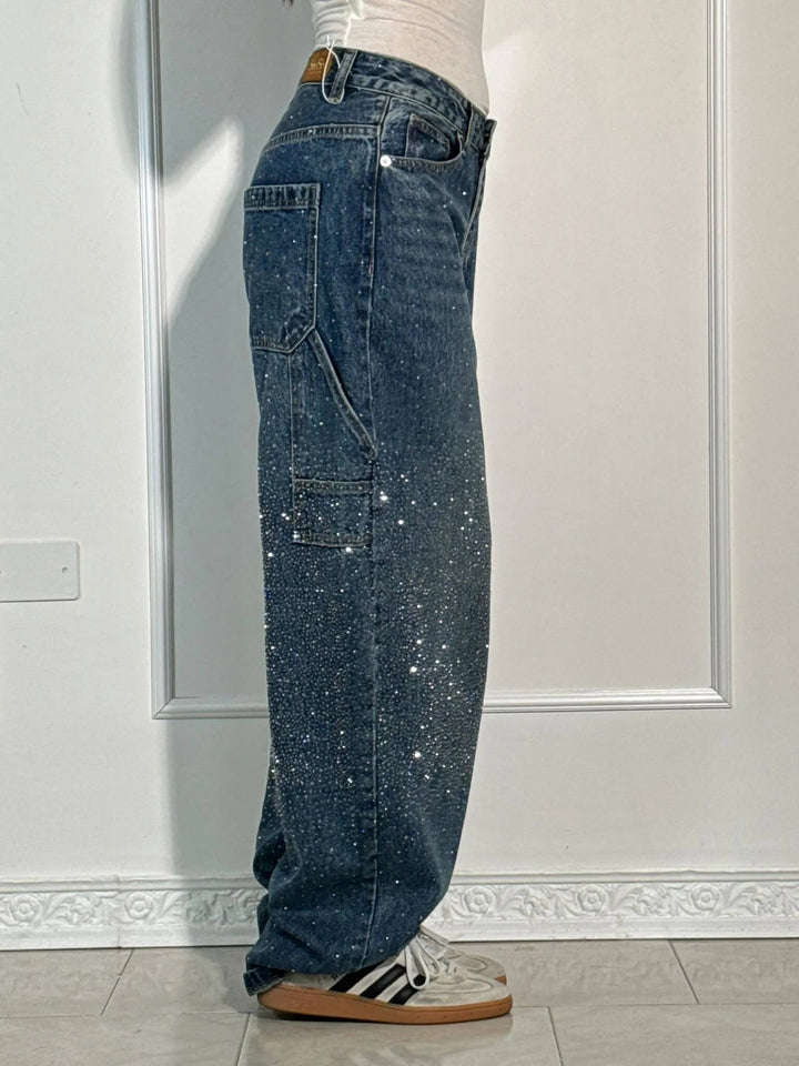 High Waist Wide Leg Cargo Jeans for Women