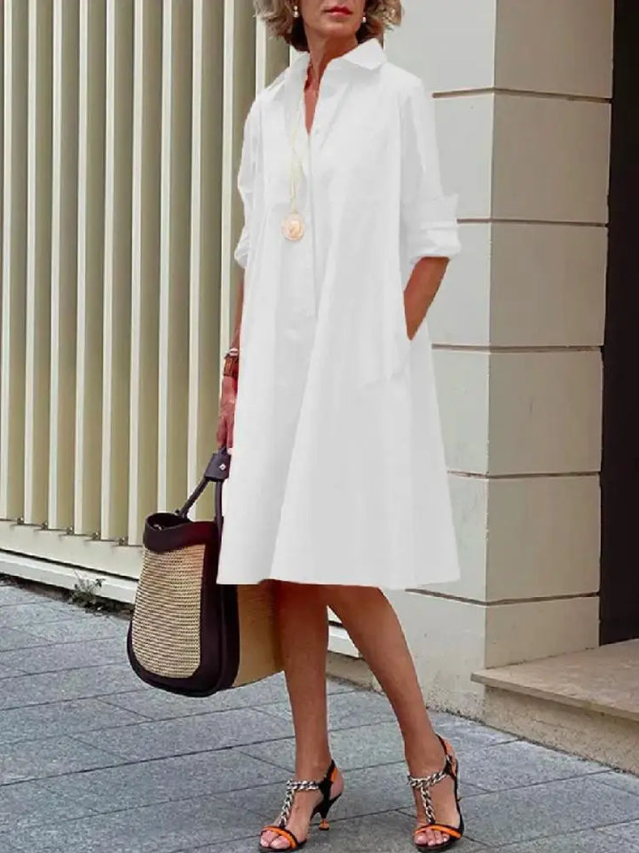 Loose-Fit Midi Shirt Dress for Women