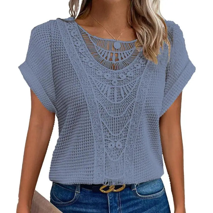 Lace Trim Knit Top for Women