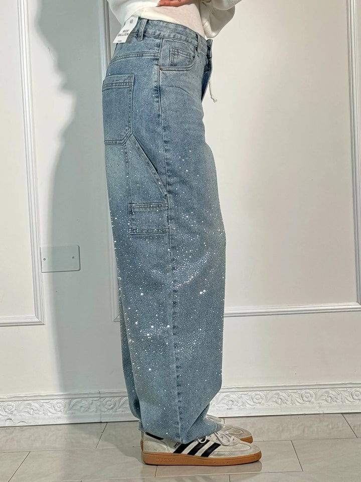 High Waist Wide Leg Cargo Jeans for Women