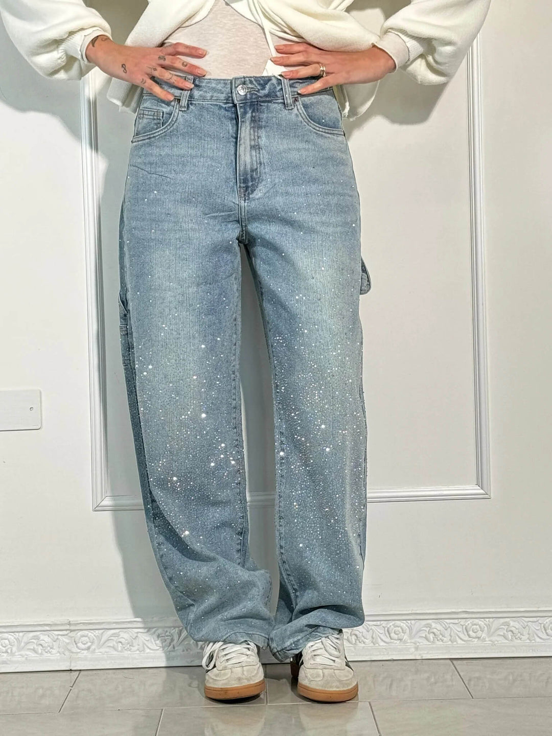 High Waist Wide Leg Cargo Jeans for Women