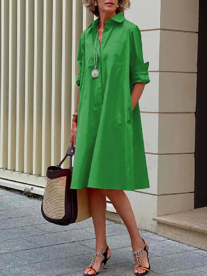 Loose-Fit Midi Shirt Dress for Women