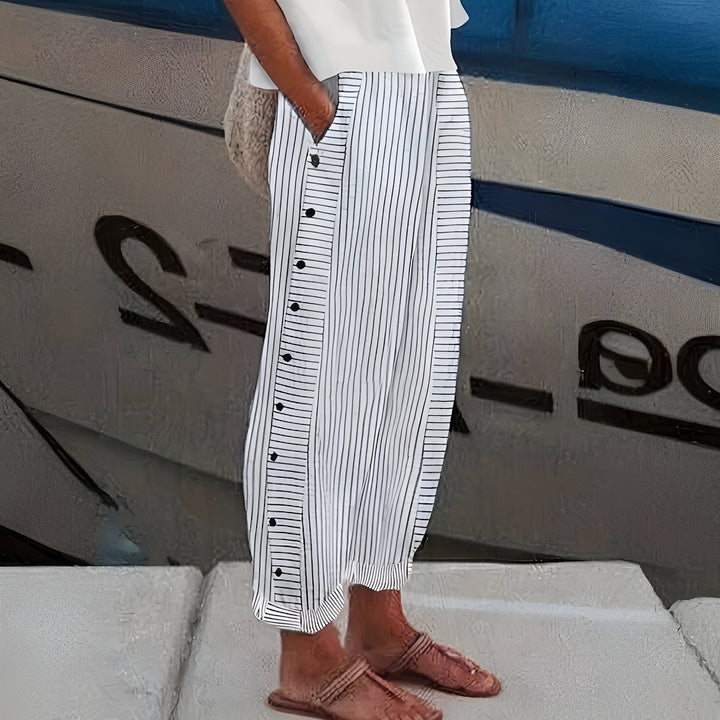 Striped High Waist Wide Leg Pants for Women
