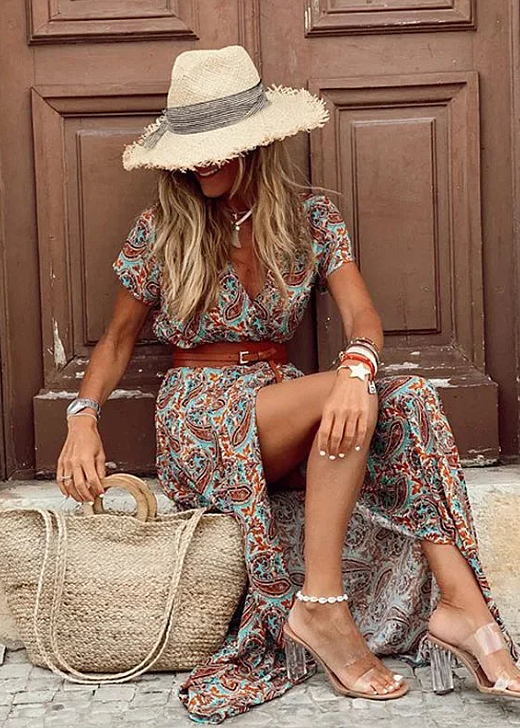Floral Side-Slit Maxi Dress for Women