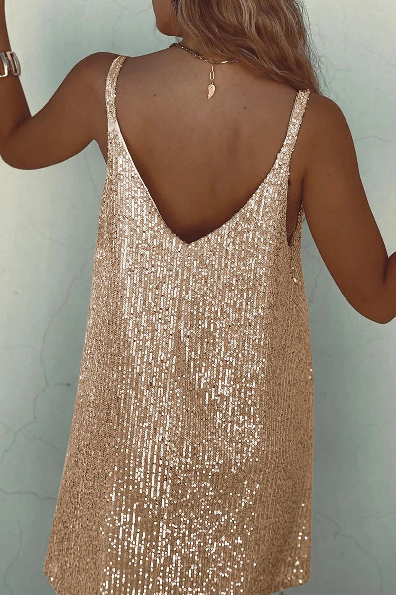 Sequin V-Back Mini Dress for Women Party