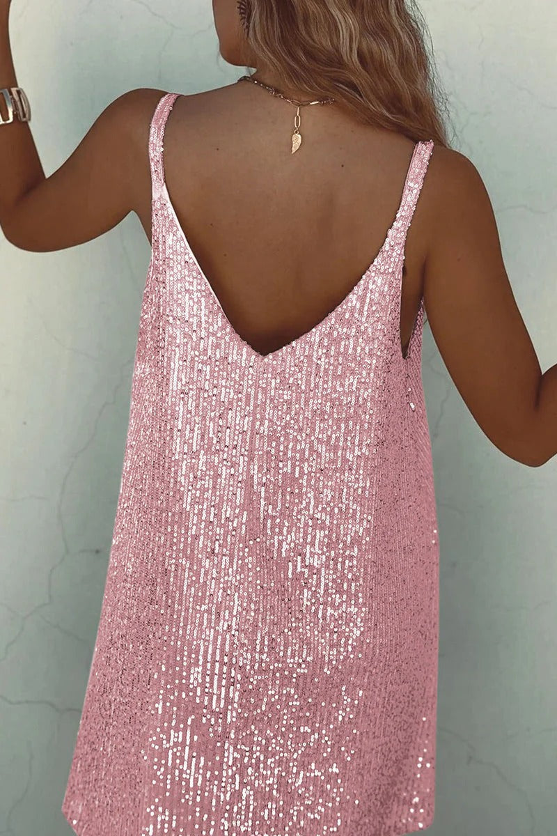 Sequin V-Back Mini Dress for Women Party