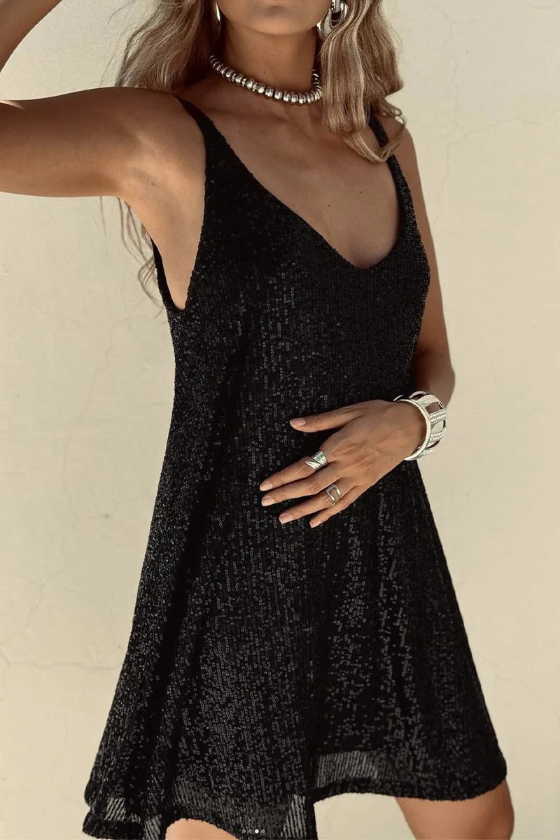 Sequin V-Back Mini Dress for Women Party