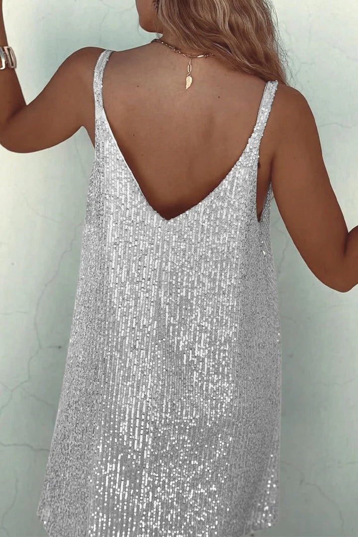 Sequin V-Back Mini Dress for Women Party