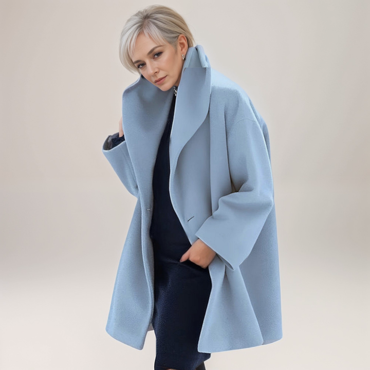 Oversized Collar Long Coat for Women