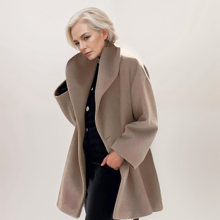 Oversized Collar Long Coat for Women