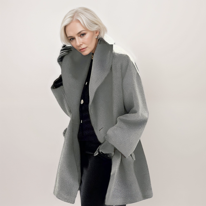 Oversized Collar Long Coat for Women