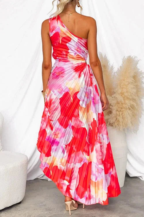 Floral One Shoulder Maxi Dress for Women